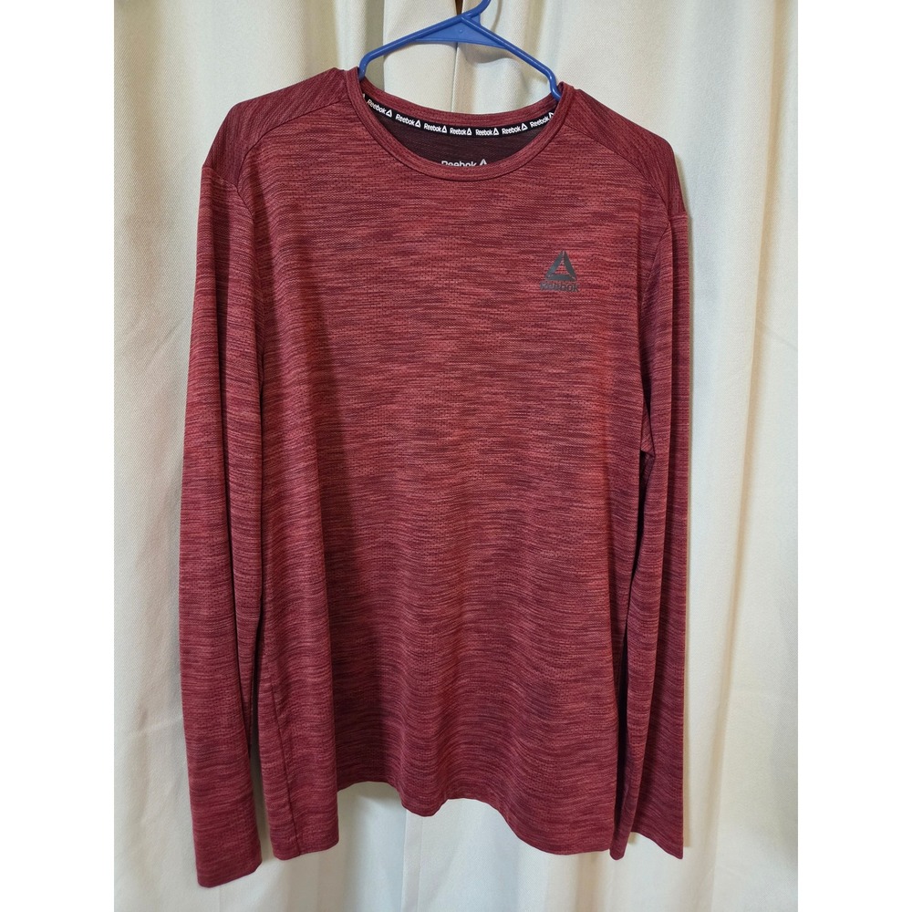 Reebok Mens Long Sleeve Performance Shirt Burgundy Red Heather Large